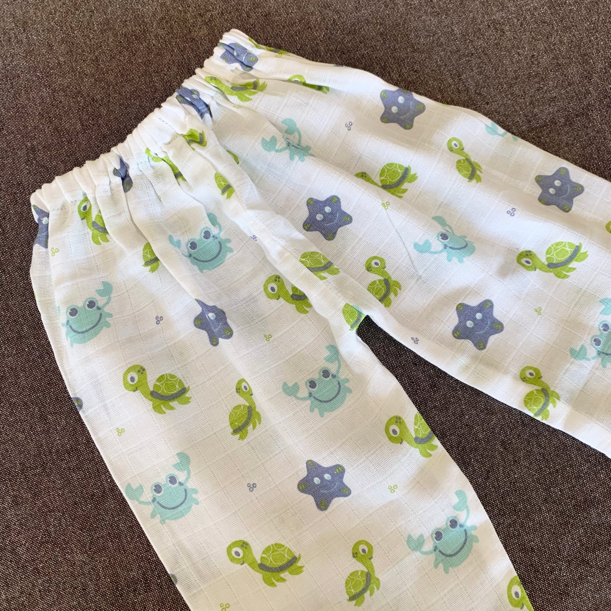 Bamboo Muslin Night Suit | Kimono Set | Turtle Print - Oranges and Lemons