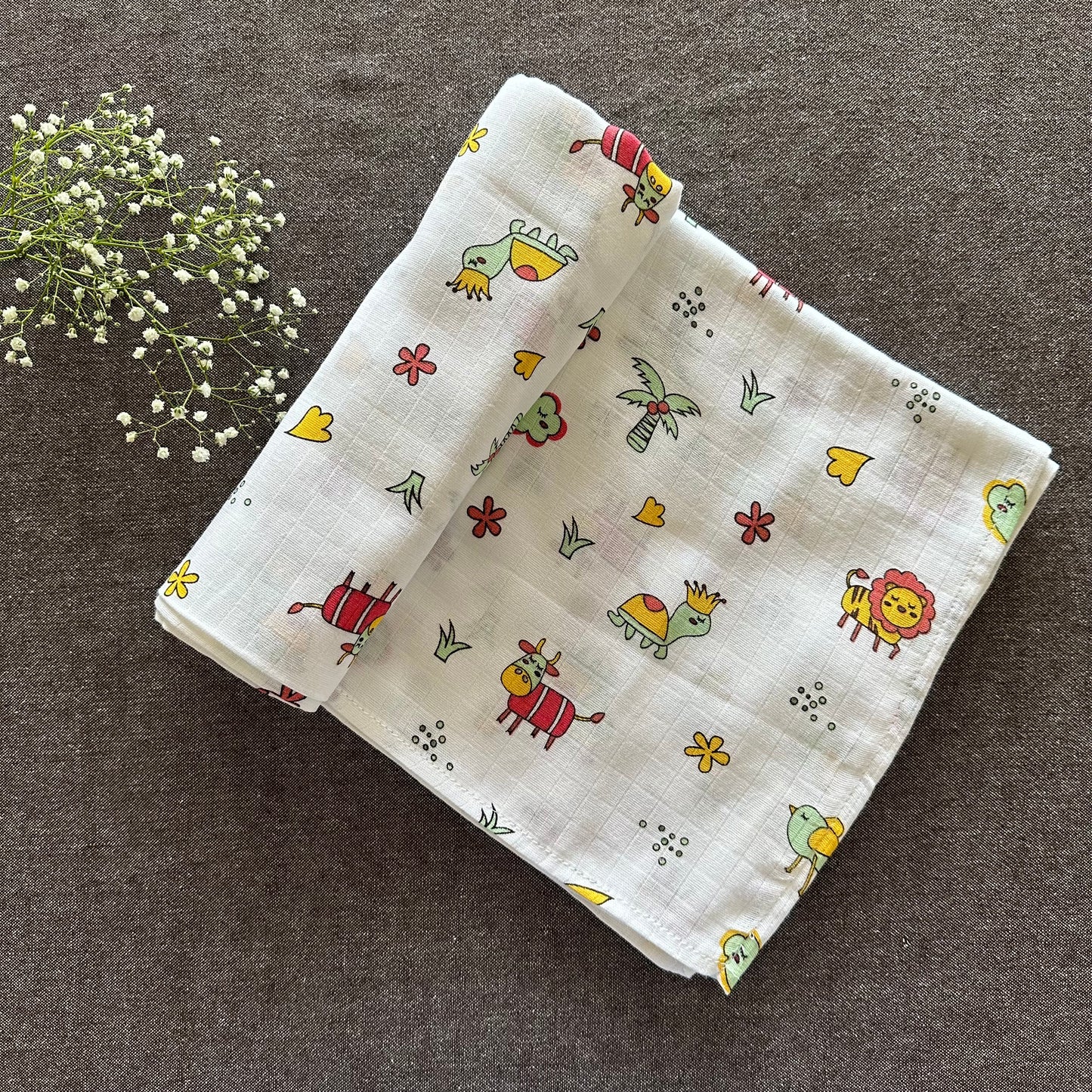 Bamboo Muslin Swaddles | Set of 2 | White - Oranges and Lemons