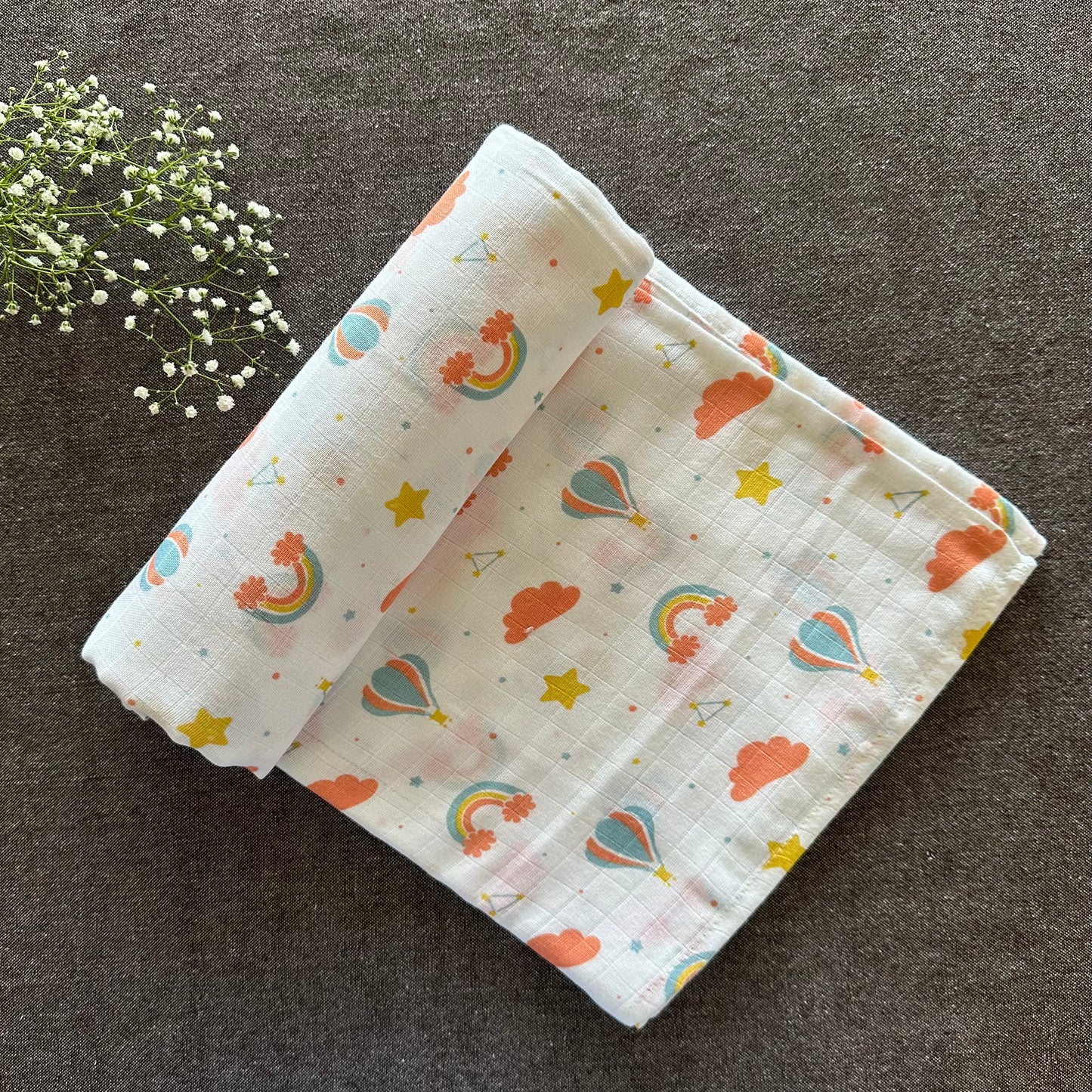 Bamboo Muslin Swaddles | Set of 4 | White - Oranges and Lemons
