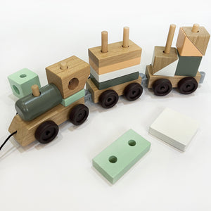 Wooden Block Train - Wooden Toy Train - Eco-friendly Toys- 24+ months - Oranges and Lemons
