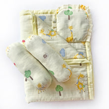 Load image into Gallery viewer, Baby Giraffes - Muslin Cot Bedding Gift Set - Set of 4 - Oranges and Lemons
