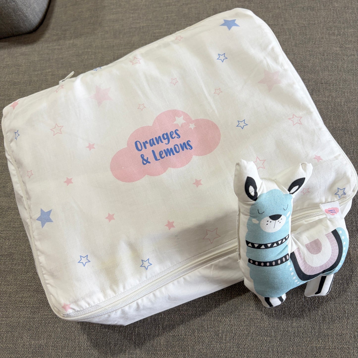 Lovely Llamas - Organic Muslin Cot Bedding Gift Set - Set of 5 - Oranges and Lemons