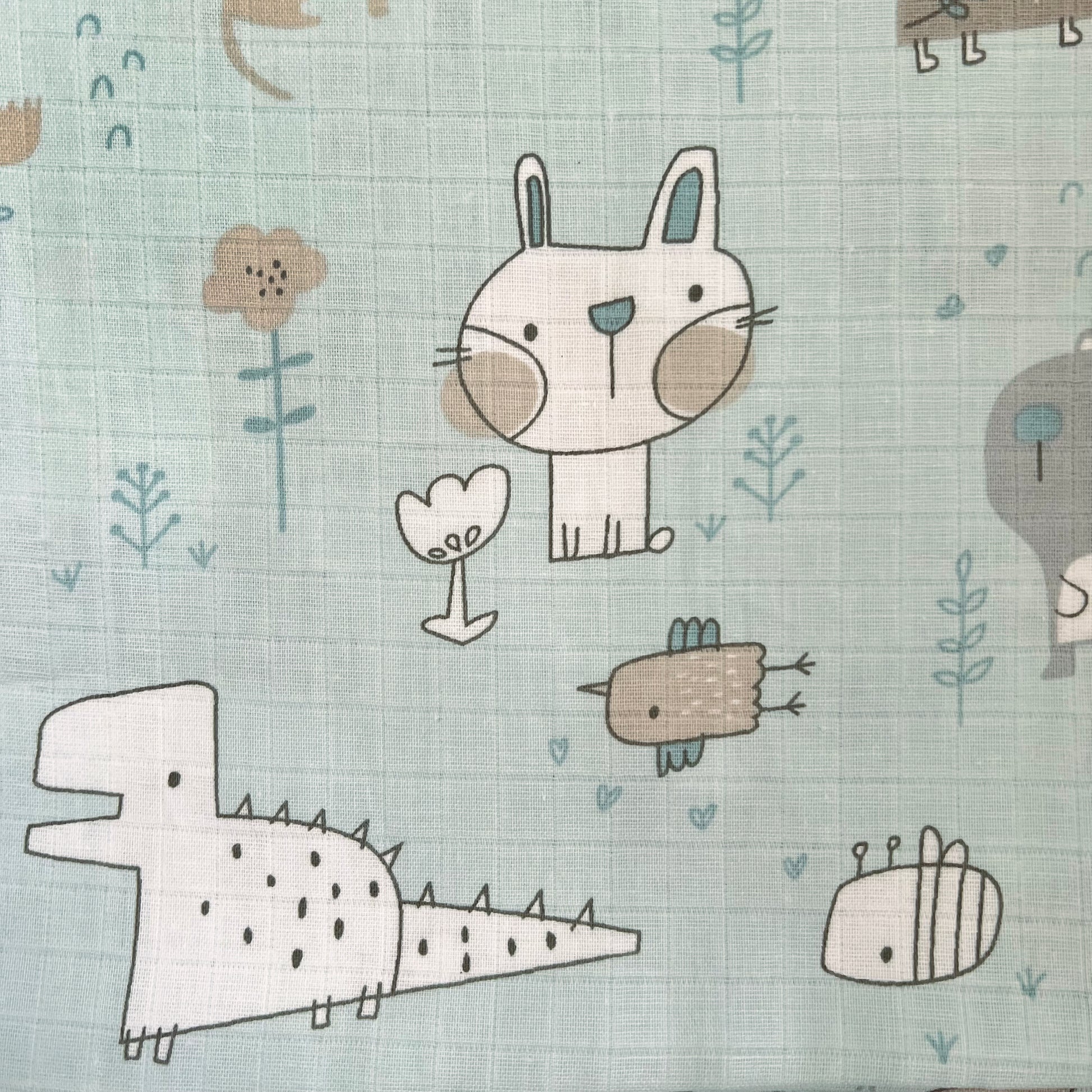 Organic Muslin Baby Swaddles | Aqua & Beige | Set of 4 - Oranges and Lemons