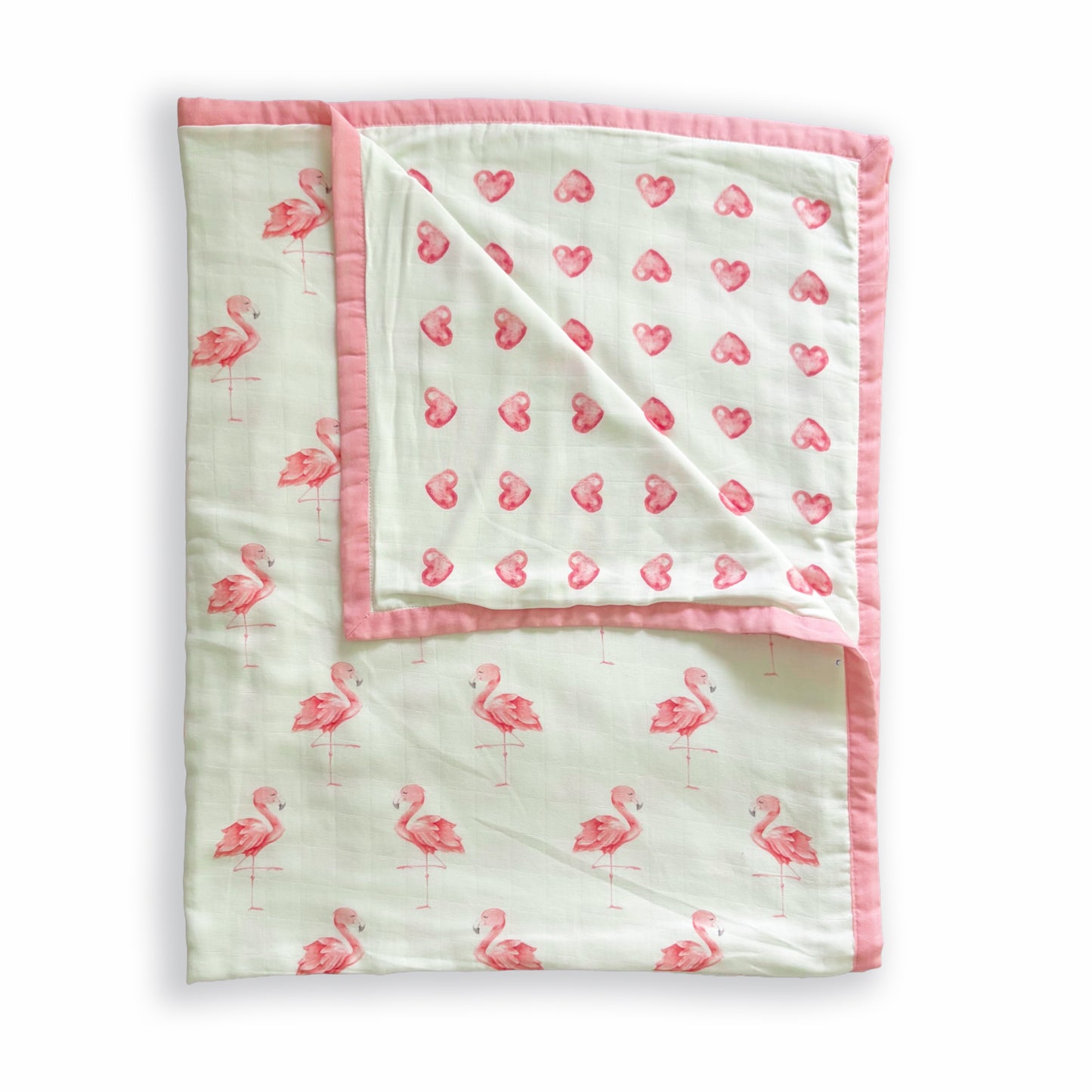 Flamingo Love - Organic Muslin Cot Bedding Gift Set - Set of 5 - Oranges and Lemons