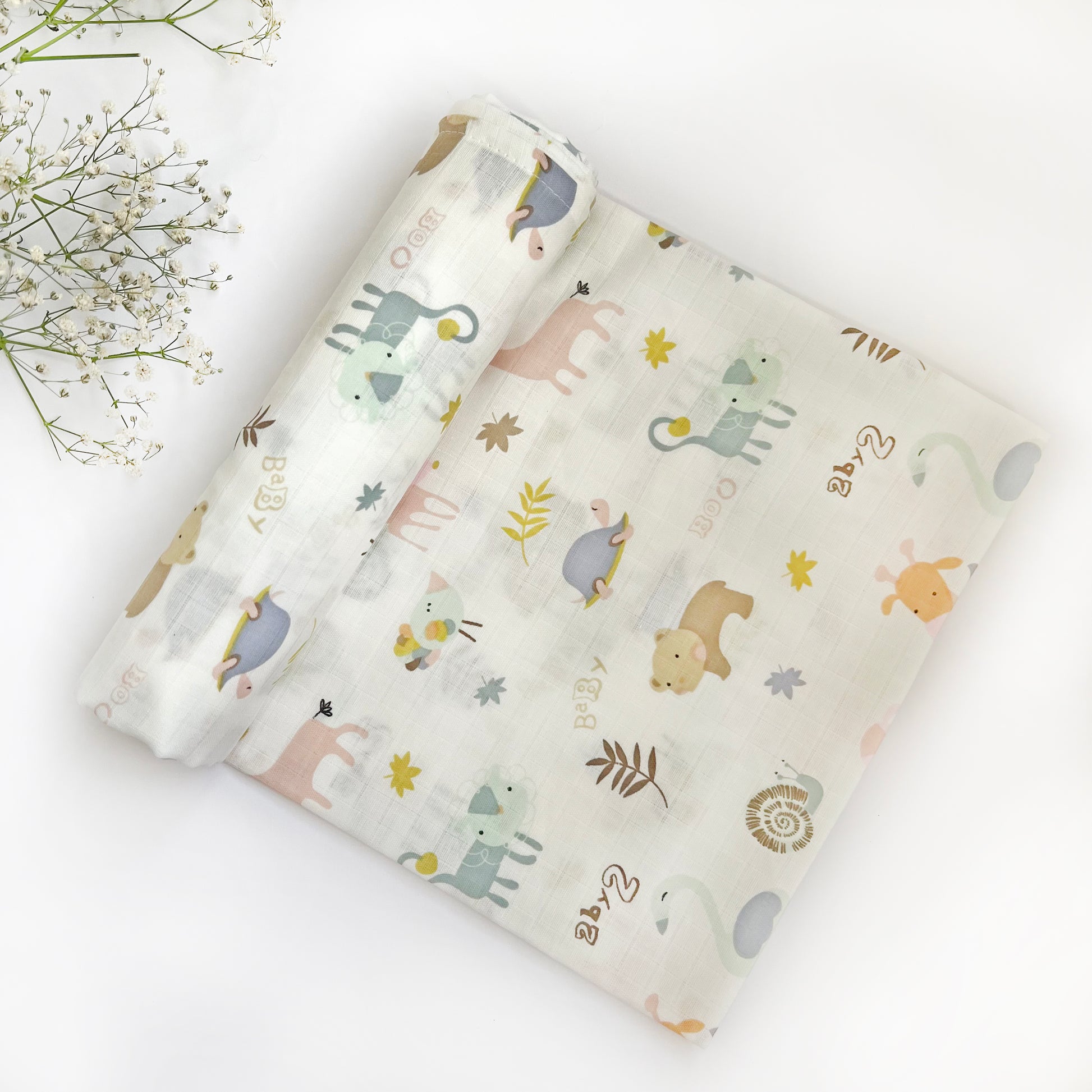 Organic Muslin Baby Swaddles | White & Pink | Set of 2 - Oranges and Lemons