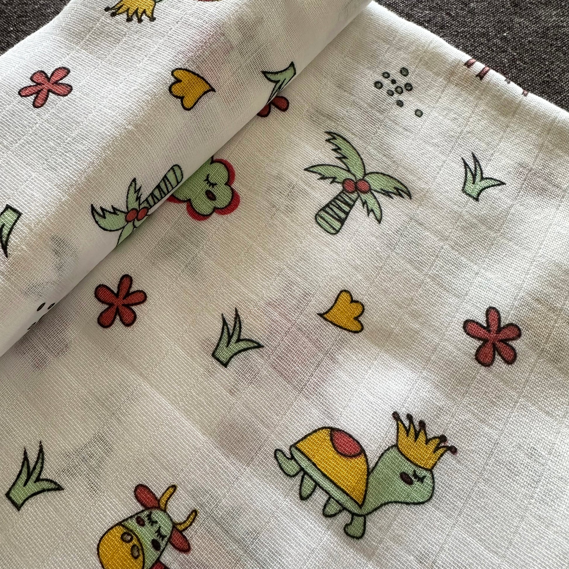 Bamboo Muslin Swaddles | Set of 4 | White - Oranges and Lemons