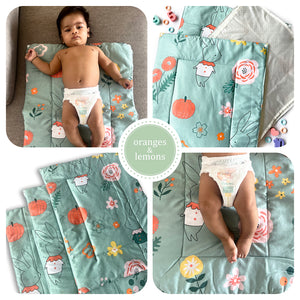 Bunny Love Re-usable diaper changing mat - Set of 3 - Oranges and Lemons