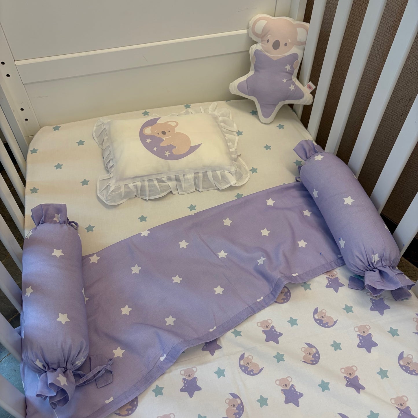 Dreamy Koala - Organic Cot Bedding Set with Dohar - Oranges and Lemons