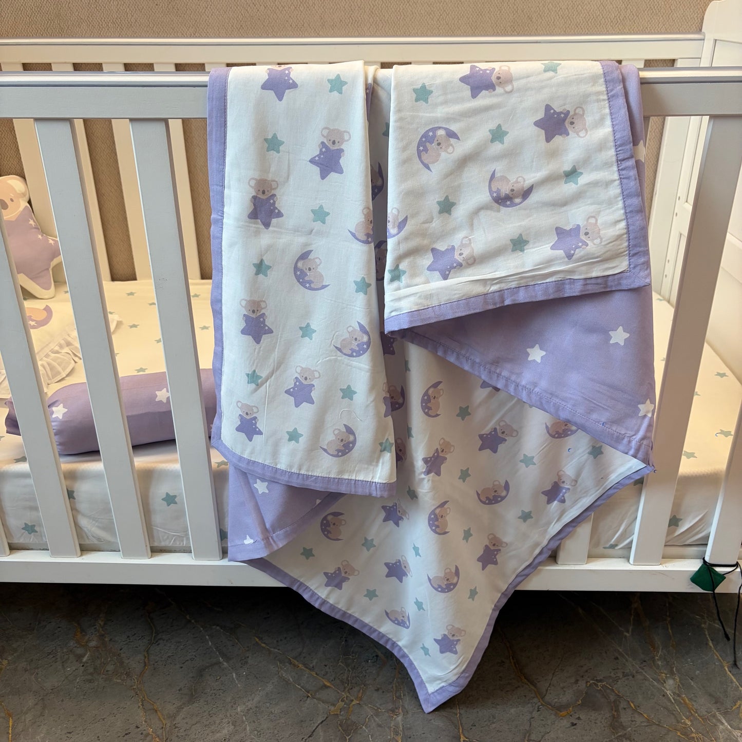 Dreamy Koala - Organic Cot Bedding Set with Dohar - Oranges and Lemons