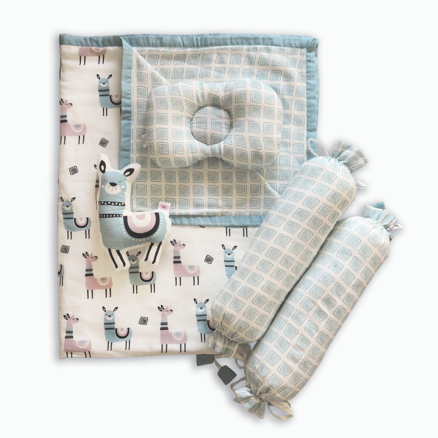 Llama Adventure - Organic Muslin Cot Bedding Gift Set - Set of 5 - Oranges and Lemons