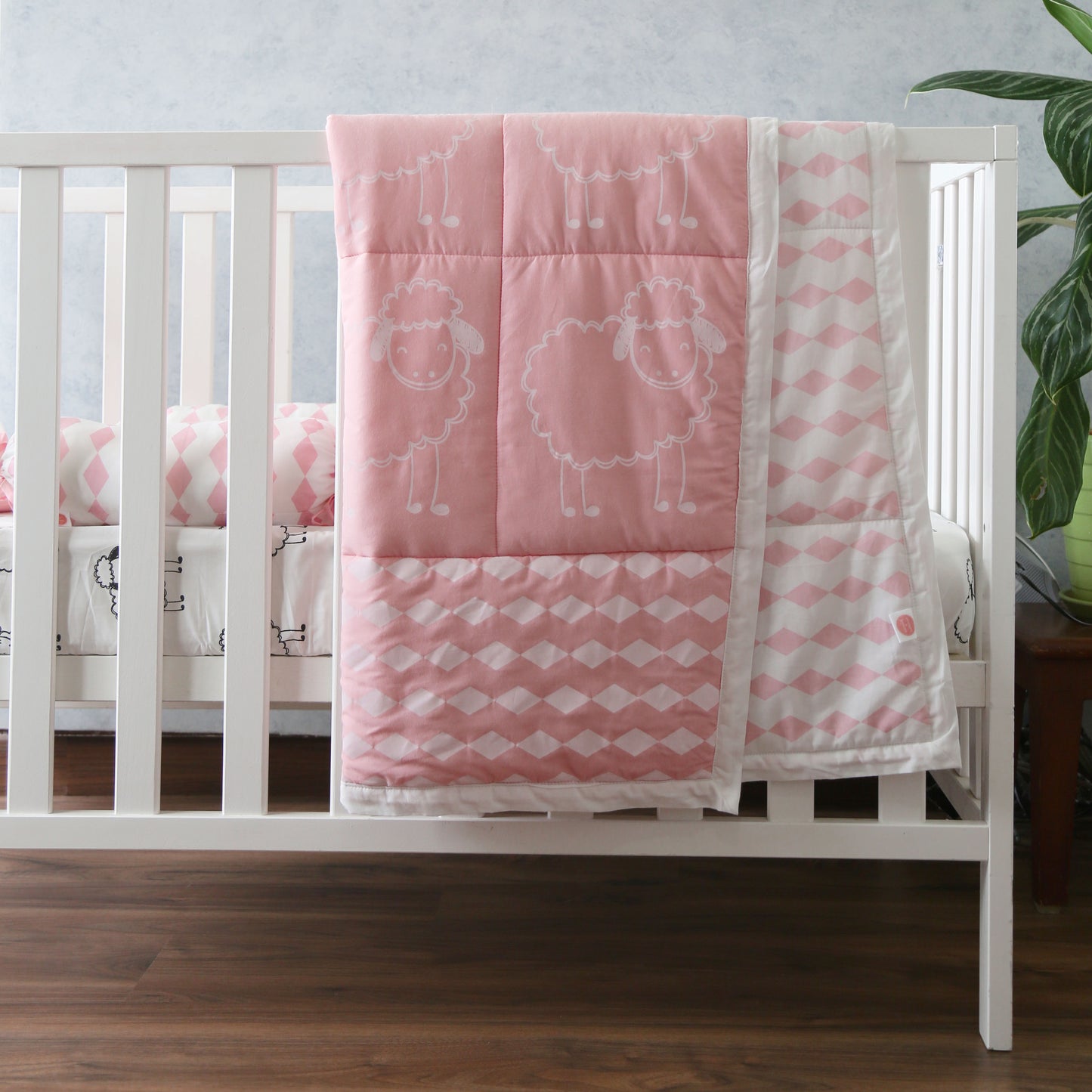 Baa...Baa...Pink Sheep - Organic Quilt (Night Blanket) - Oranges and Lemons