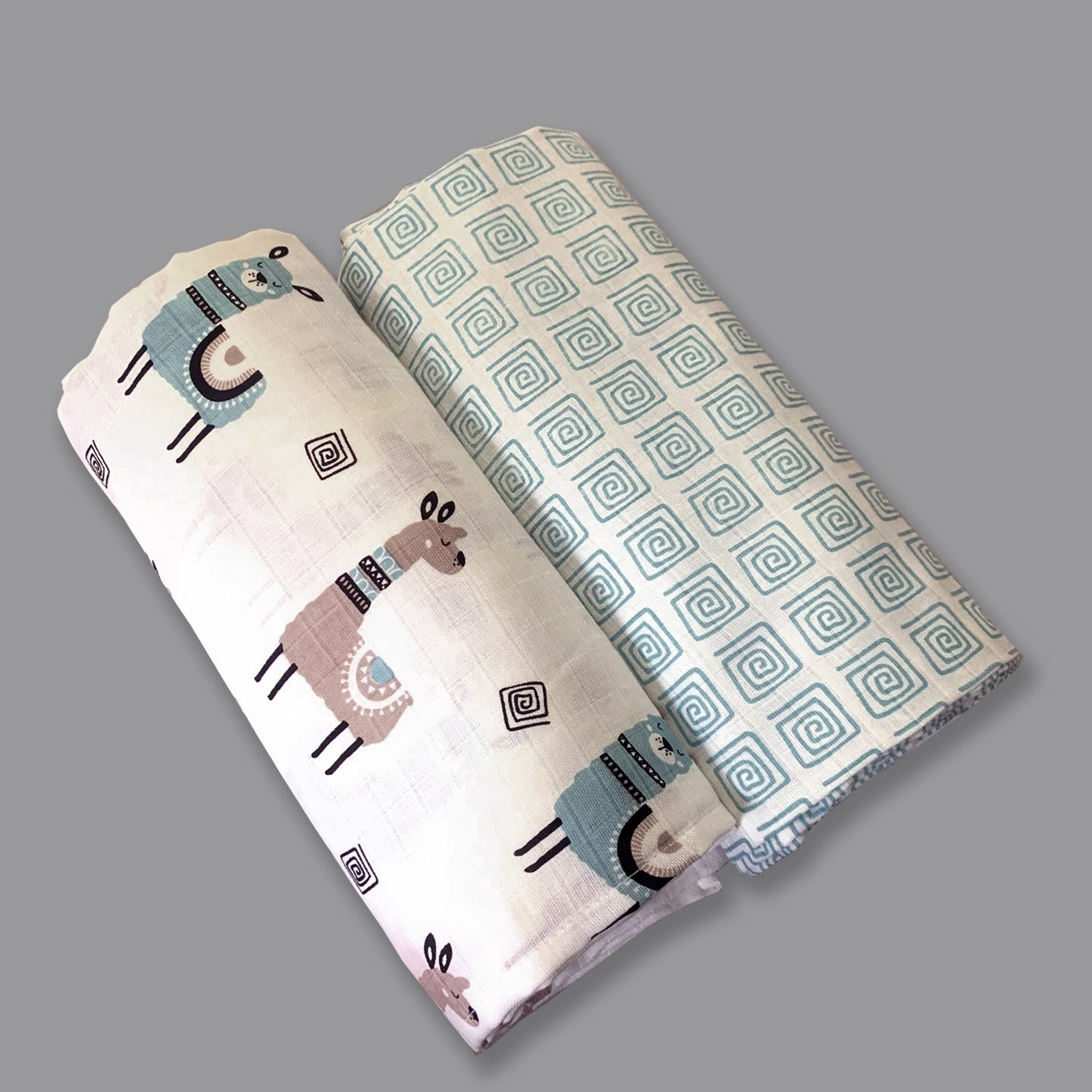 Lovely Llamas - Organic Muslin Swaddles  (Set of Two) - Oranges and Lemons