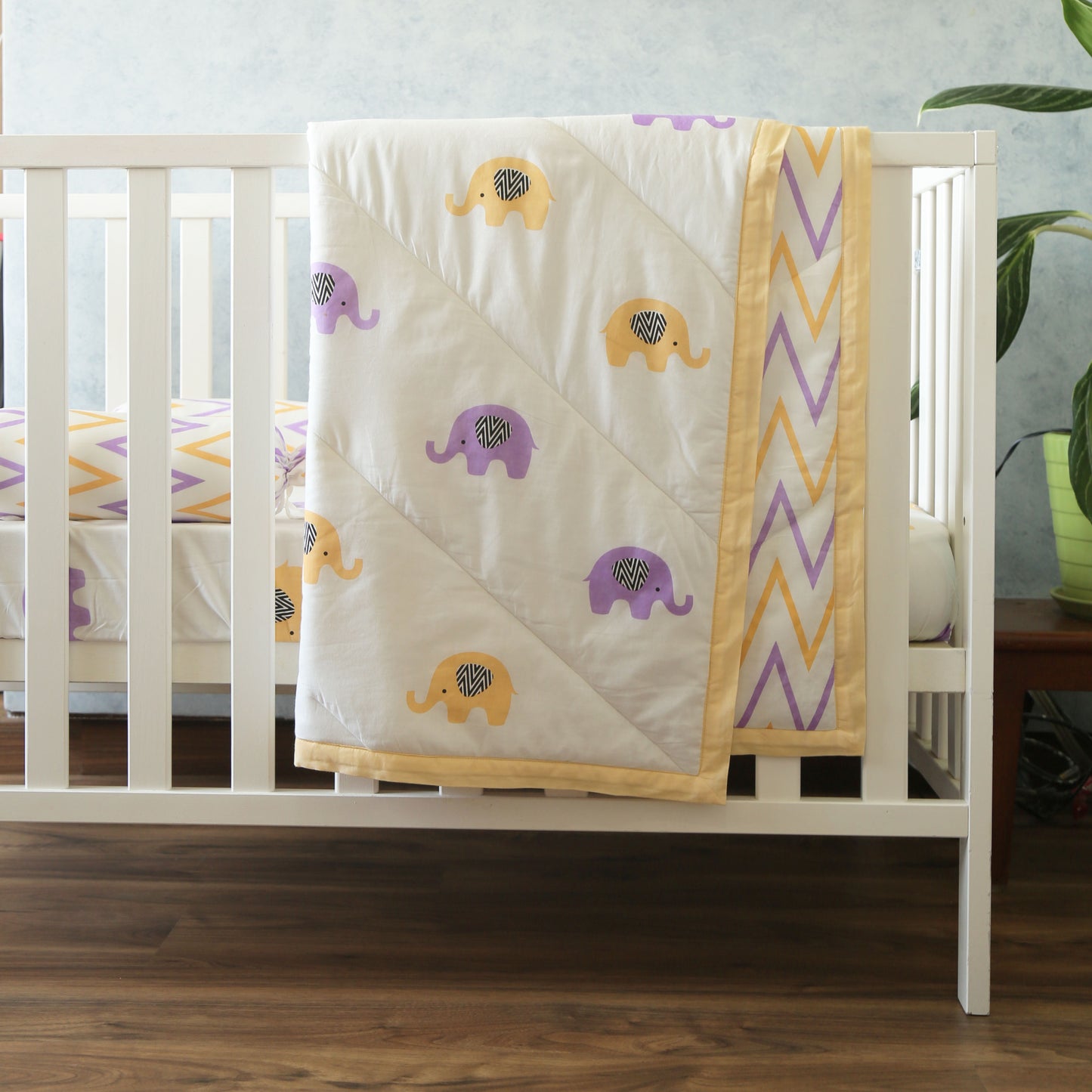 Enchanting Elephants Organic Quilt (Night Blanket) - Oranges and Lemons