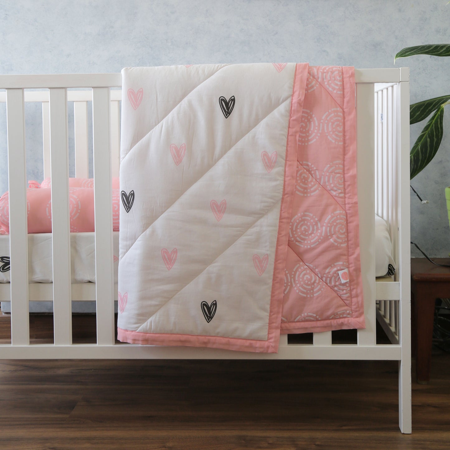 Little Hearts - Organic Quilt (Night Blanket) - Oranges and Lemons