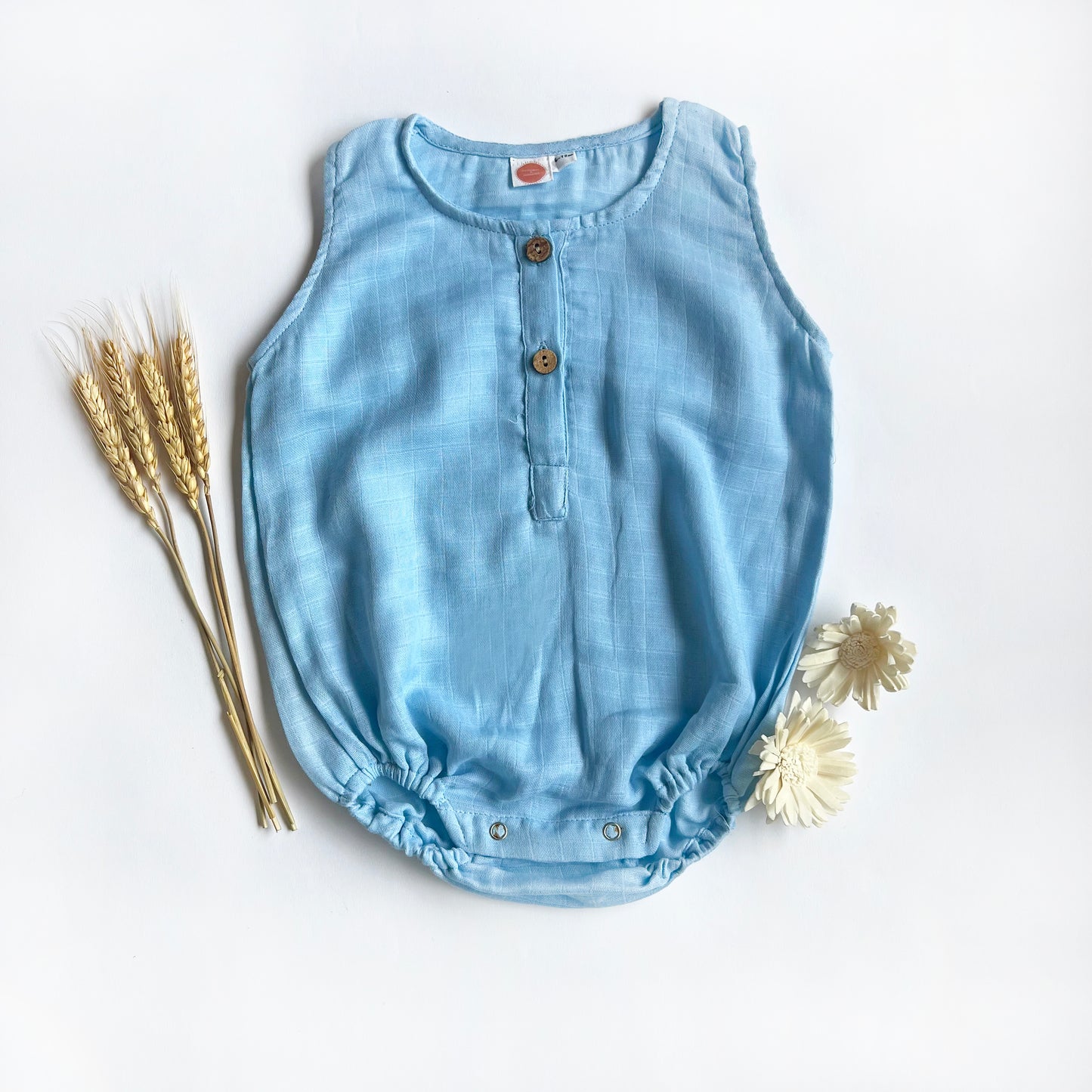 Organic Muslin Romper - Blue - Oranges and Lemons