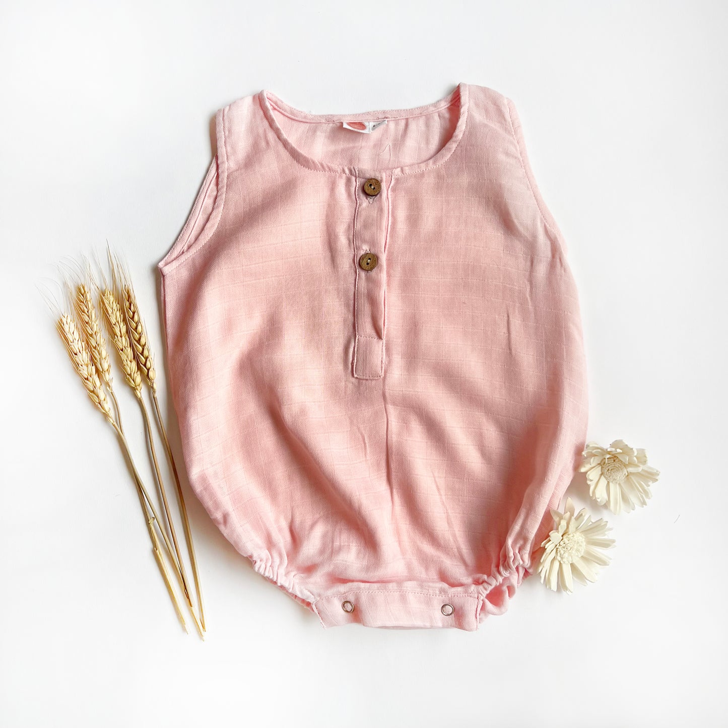 Organic Muslin Romper - Pink - Oranges and Lemons