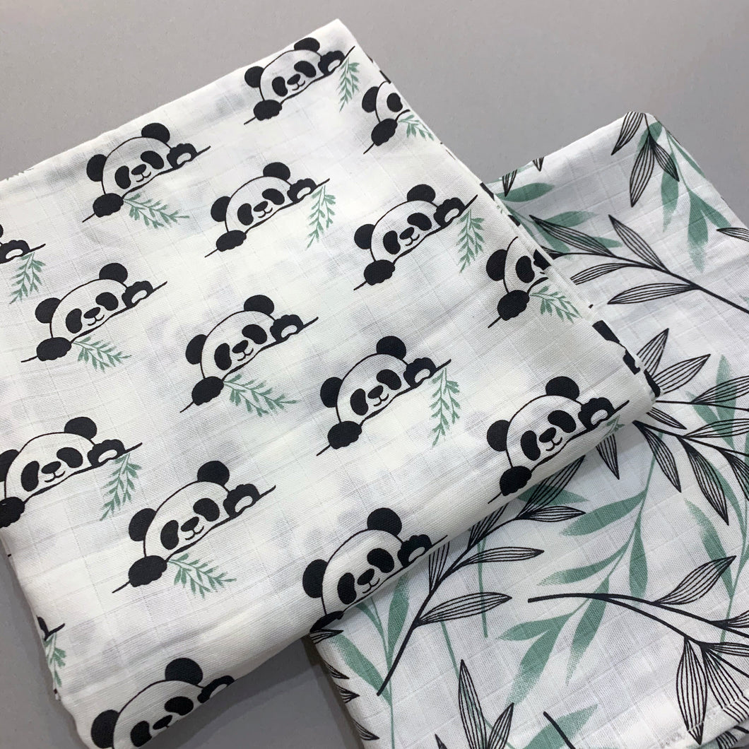 Playful Pandas - Organic Muslin Swaddles  (Set of 2) - Oranges and Lemons