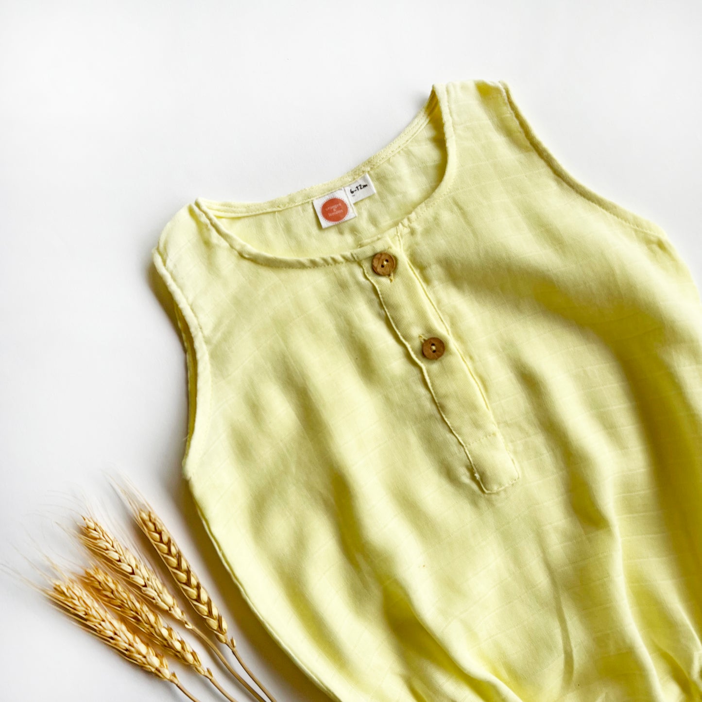 Organic Muslin Romper - Yellow - Oranges and Lemons