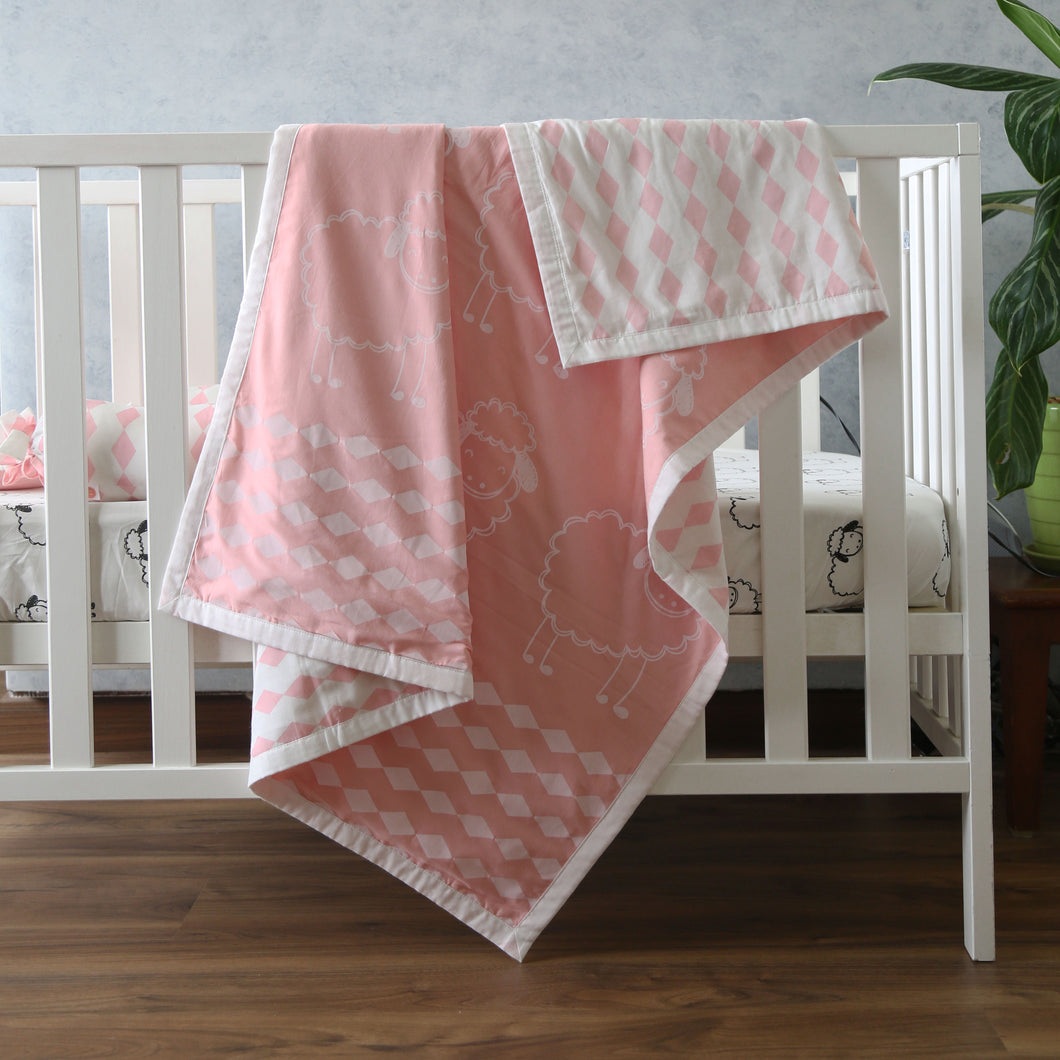 Baa...Baa...Pink Sheep - Organic Dohar (Day Blanket) - Oranges and Lemons