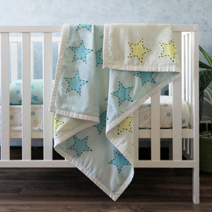 Stars - Organic Cot Bedding Set (Blue+Yellow) - Oranges and Lemons