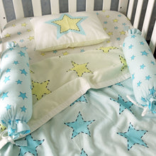 Load image into Gallery viewer, Stars - Organic Cot Bedding Set (Blue+Yellow) - Oranges and Lemons
