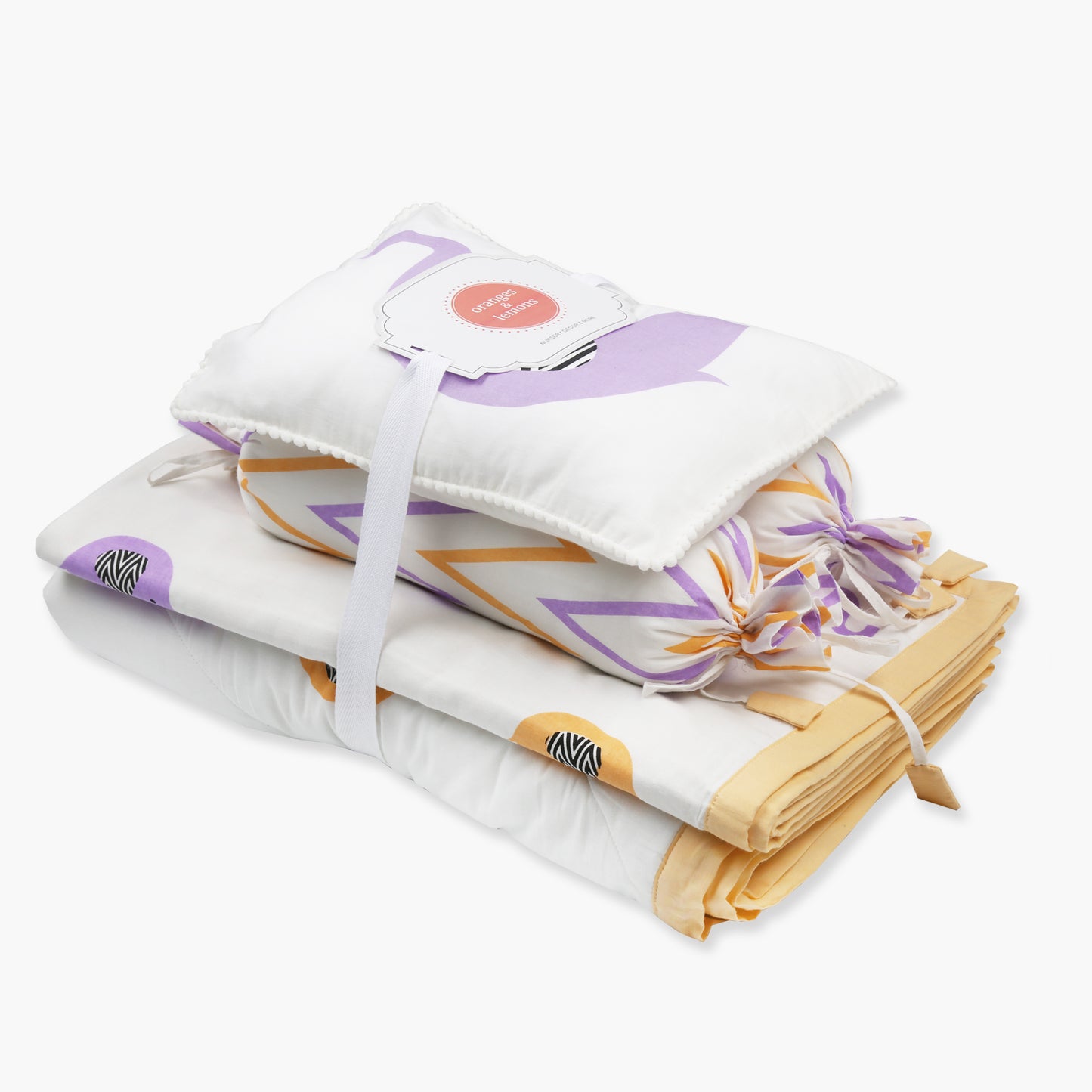 Enchanting Elephants - Organic Cot Bedding Sets - Oranges and Lemons