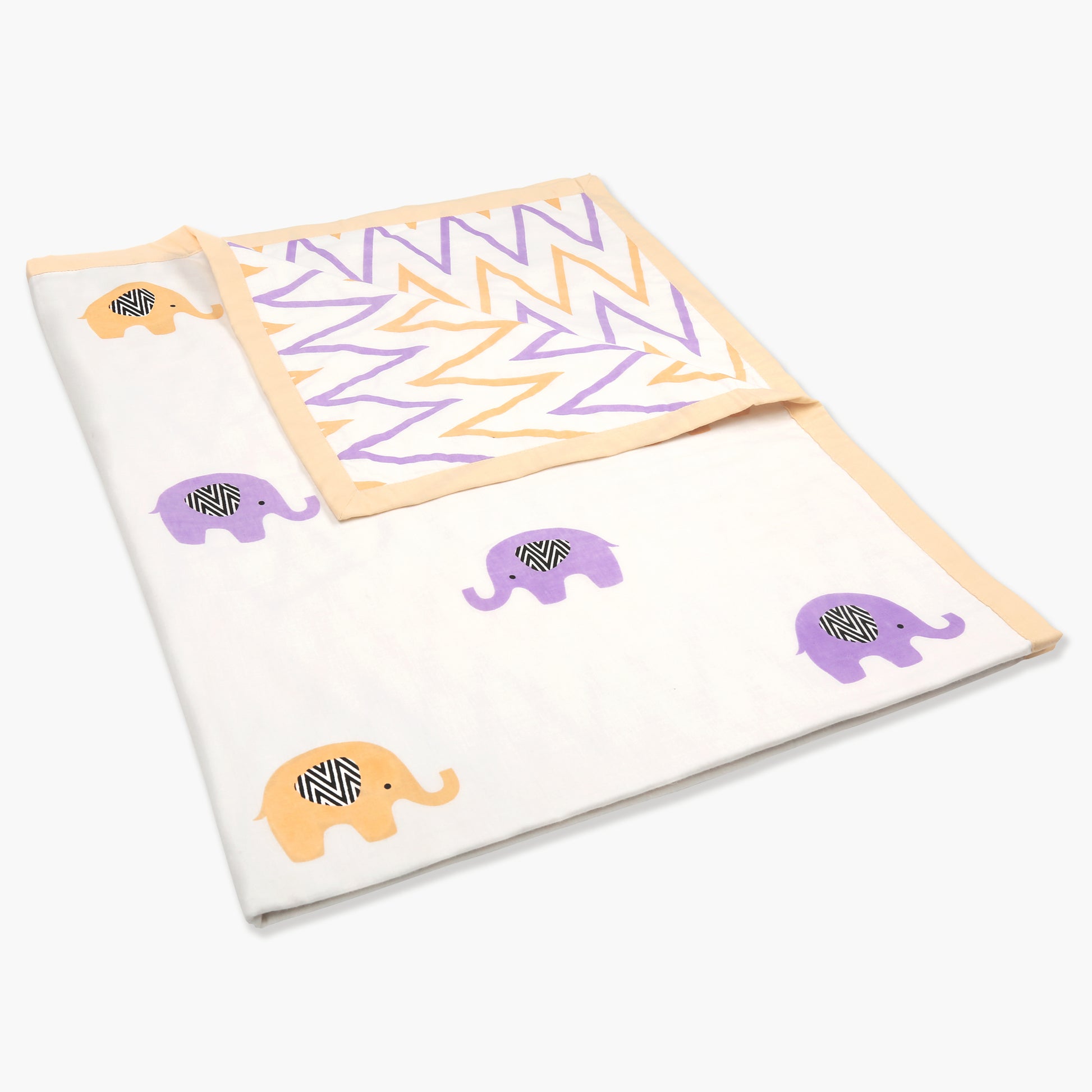 Enchanting Elephants - Organic Dohar (Day Blanket) - Oranges and Lemons
