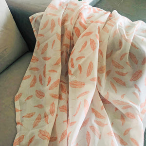 Feathers (Peach) - Organic Cotton Swaddles - Oranges and Lemons