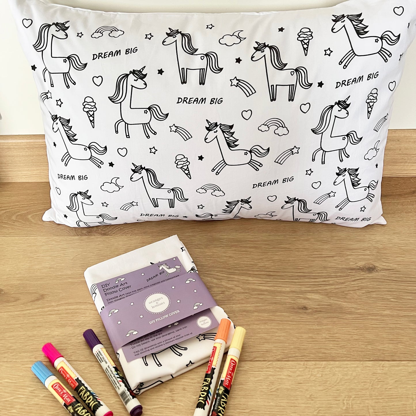 DIY Doodle Art Pillow Covers - Dream Big - Oranges and Lemons
