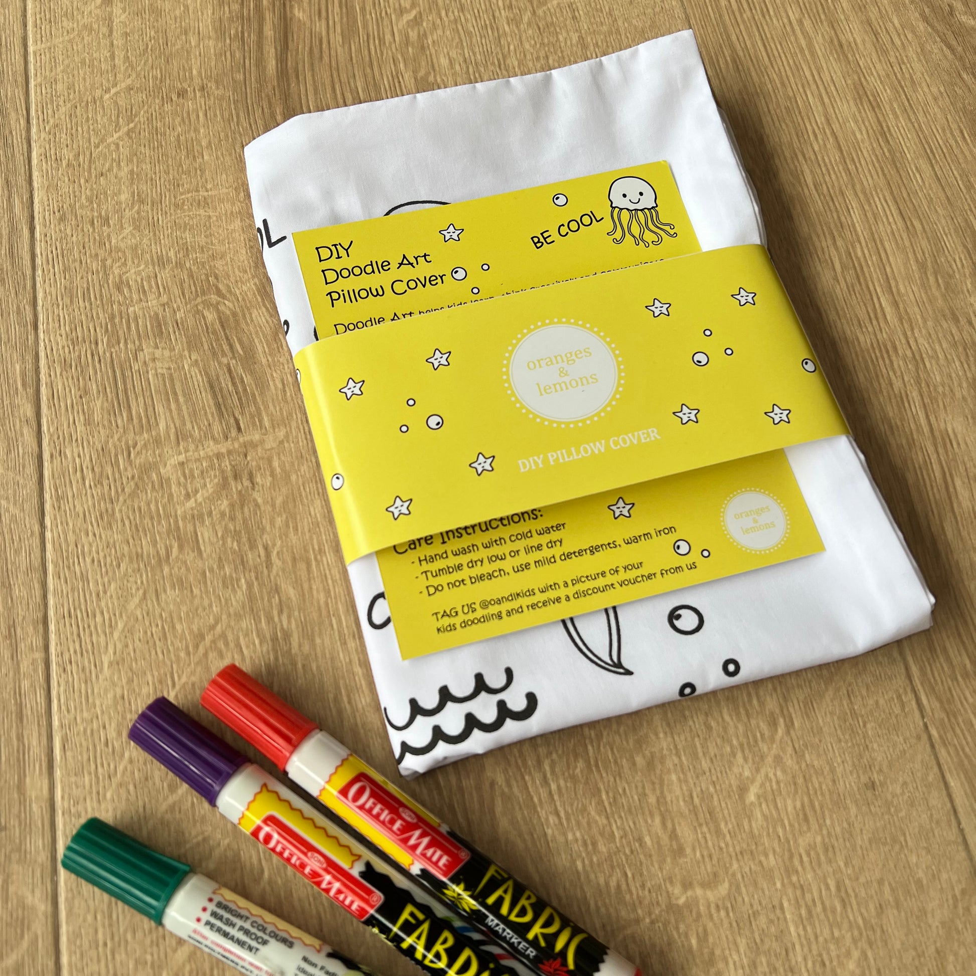 DIY Doodle Art Pillow Covers - Be Cool - Oranges and Lemons