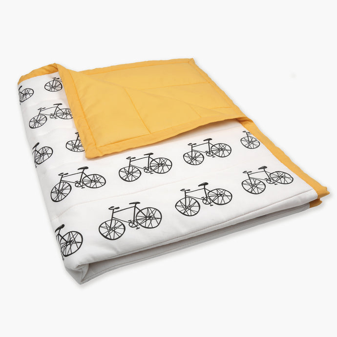 Ting-a-Ling... Let's go Cycling - Organic Quilt (Night Blanket) - Oranges and Lemons