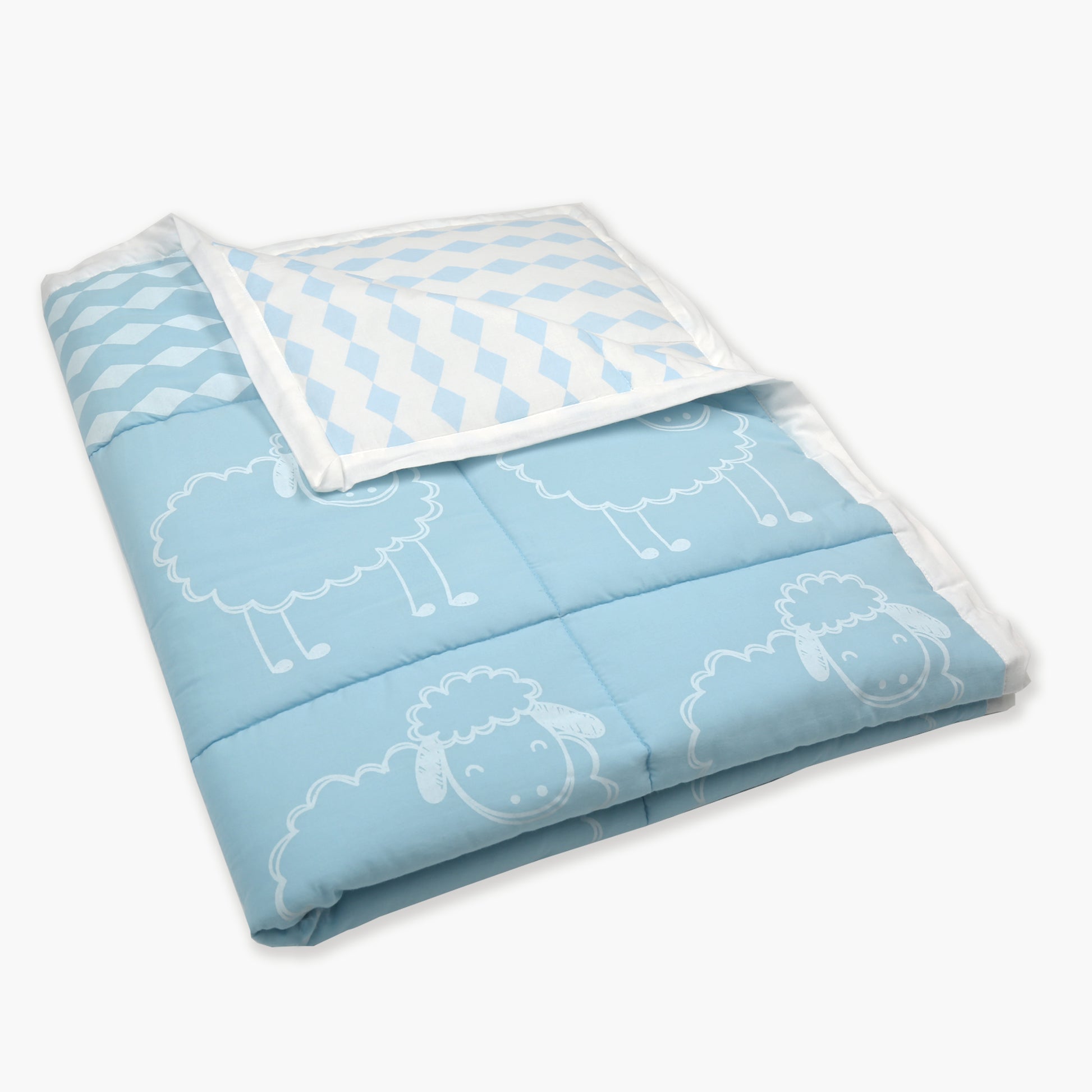 Baa...Baa...Blue Sheep - Organic Quilt (Night Blanket) - Oranges and Lemons