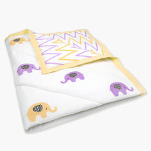Load image into Gallery viewer, Enchanting Elephants Organic Quilt (Night Blanket) - Oranges and Lemons
