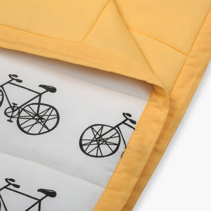 Ting-a-Ling... Let's go Cycling - Organic Quilt (Night Blanket) - Oranges and Lemons