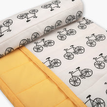 Load image into Gallery viewer, Ting-a-Ling... Let&#39;s go Cycling - Organic Quilt (Night Blanket) - Oranges and Lemons
