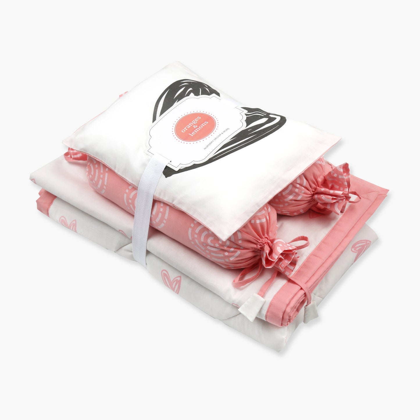 Little Hearts - Organic Cot Bedding Sets - Oranges and Lemons