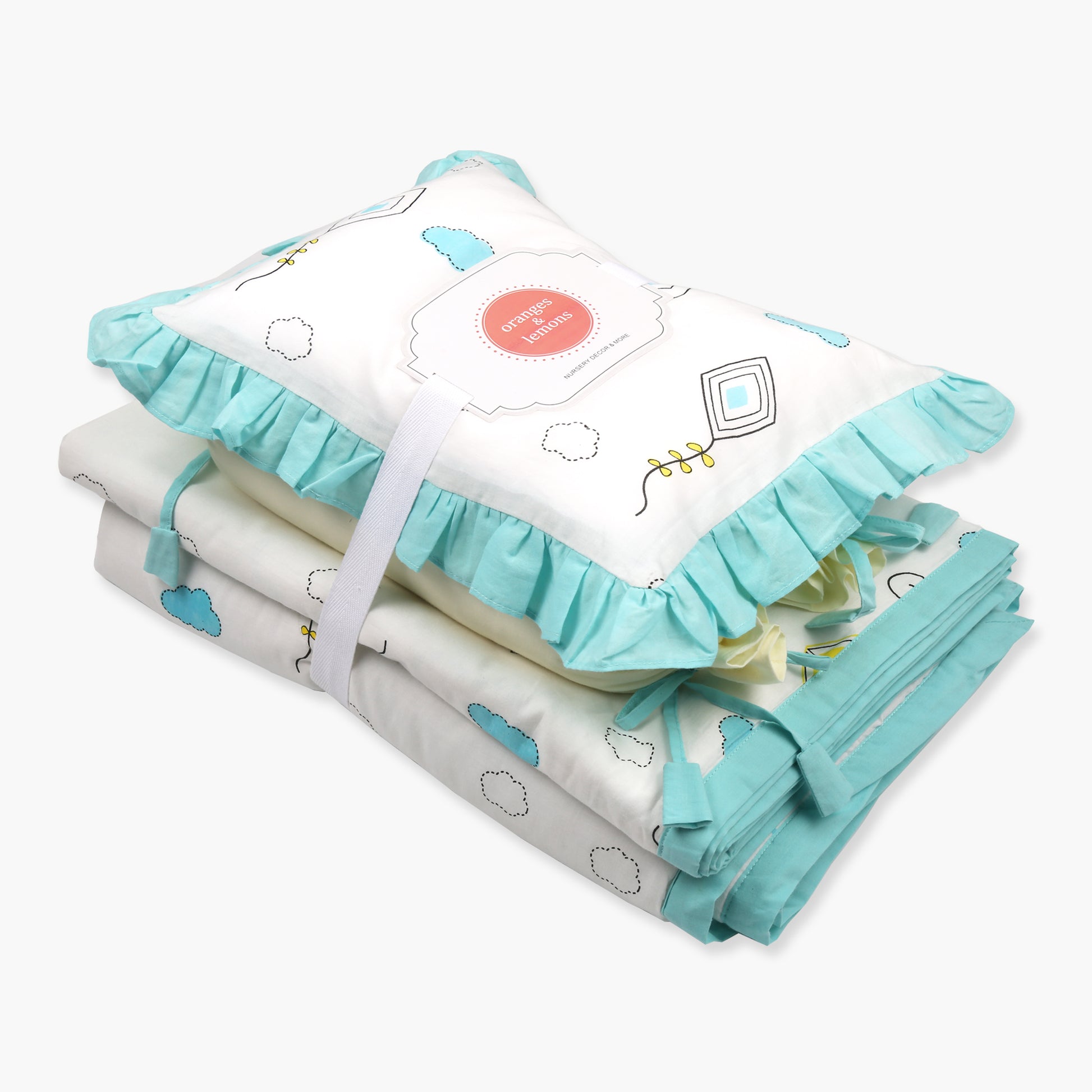 Fly Away High - Organic Cot Bedding Set - Oranges and Lemons