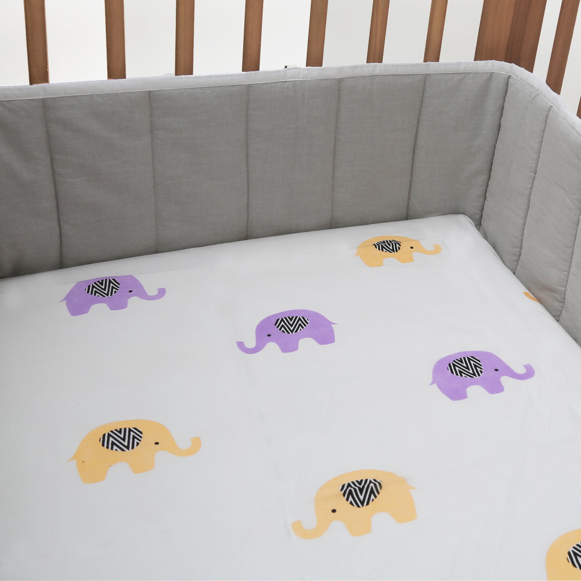 Enchanting Elephants - Organic Cot Bedding Sets - Oranges and Lemons