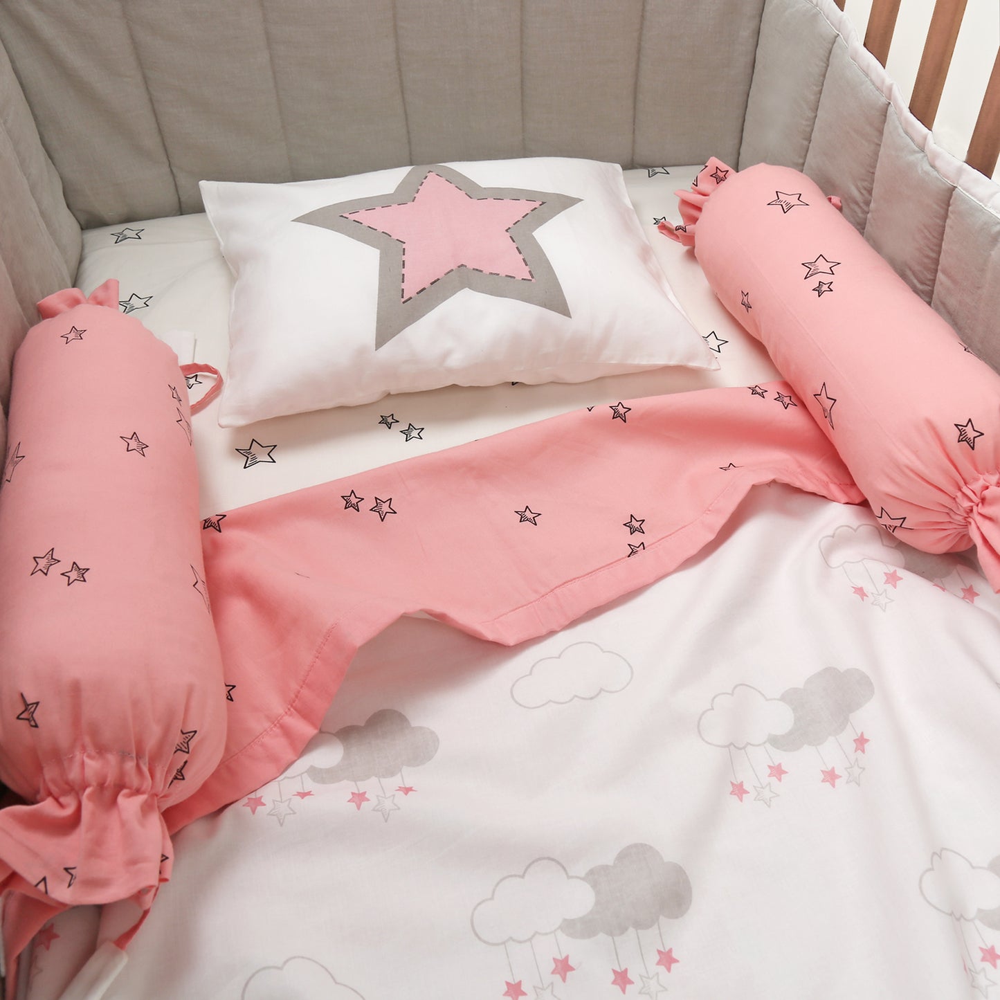 Starry Night - Organic Cot Bedding Set - Oranges and Lemons