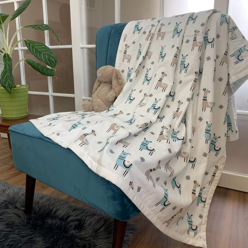 Lovely Llamas - Organic Kids Blanket - Oranges and Lemons