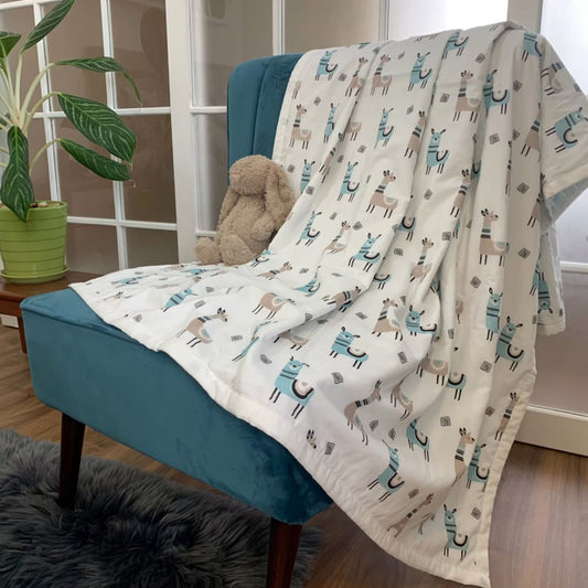 Lovely Llamas - Organic Kids Blanket - Oranges and Lemons