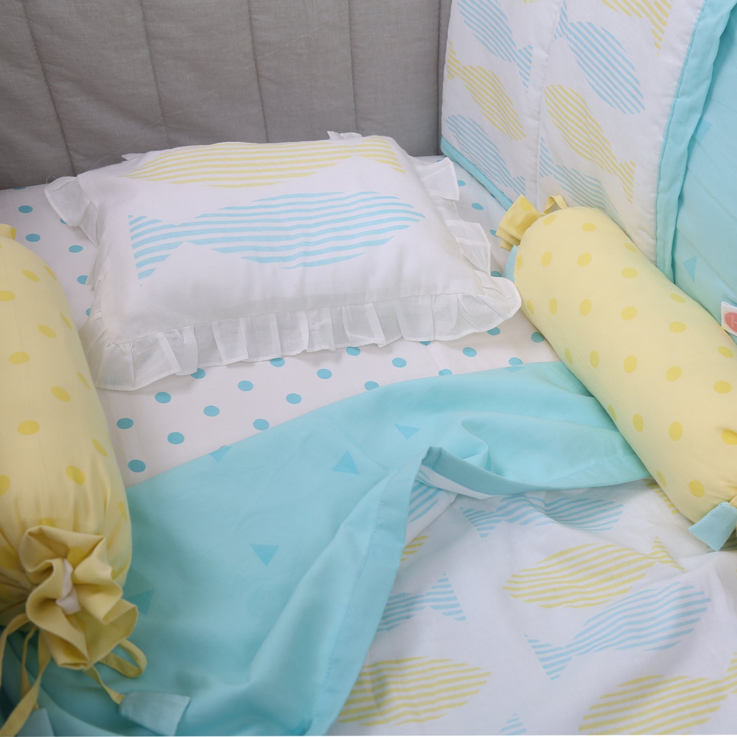 Counting Fish - Organic Cot Bedding Set - Oranges and Lemons