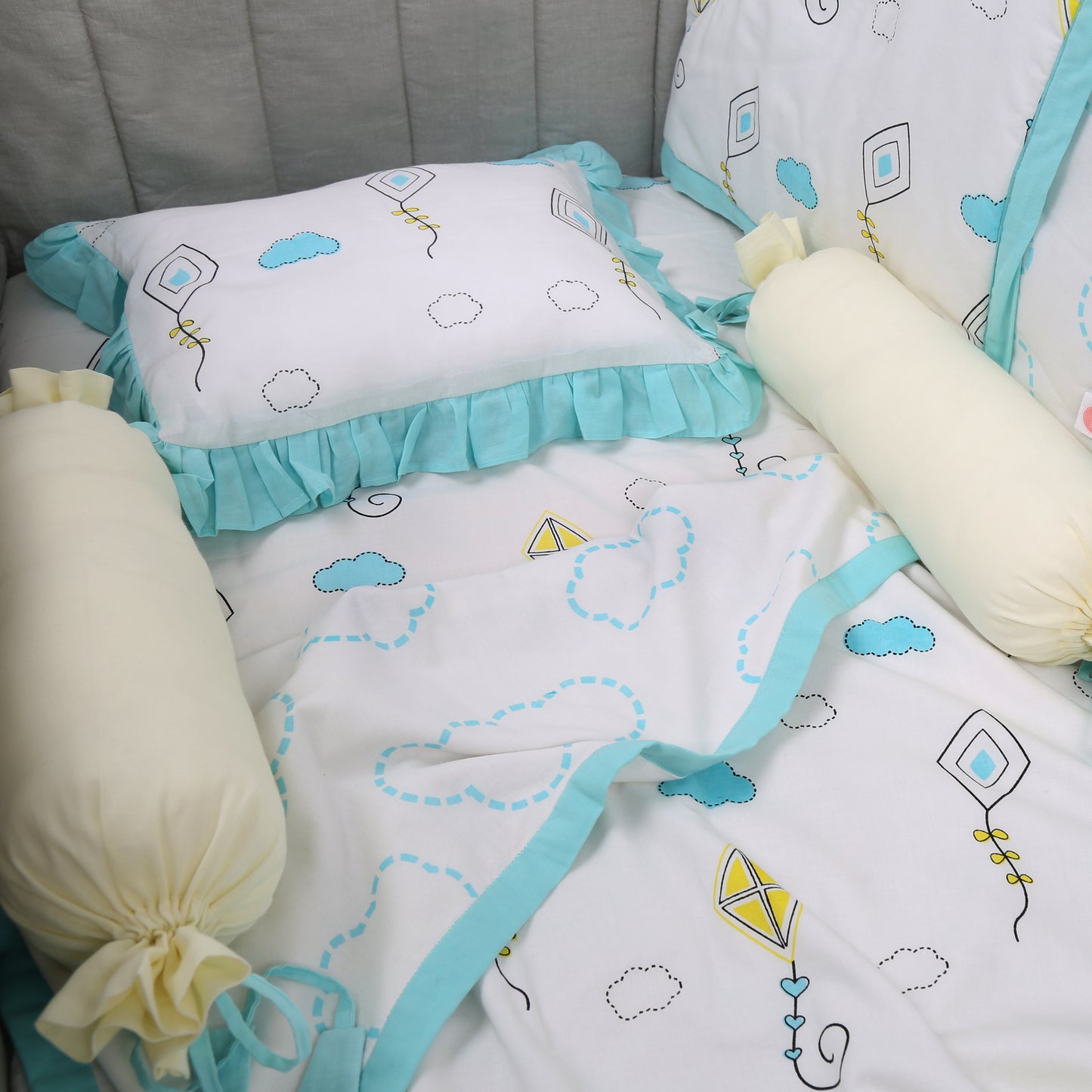 Fly Away High - Organic Cot Bedding Set - Oranges and Lemons