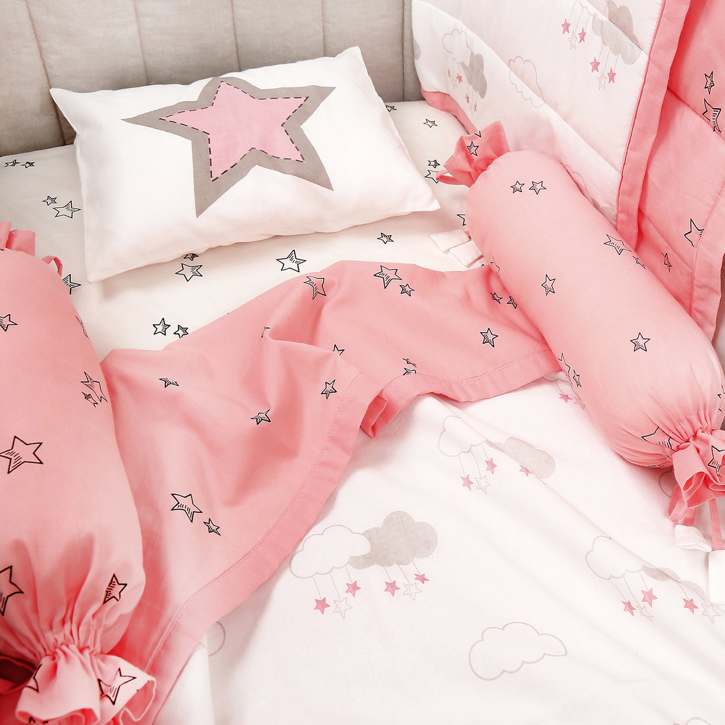 Starry Night - Organic Cot Bedding Set - Oranges and Lemons