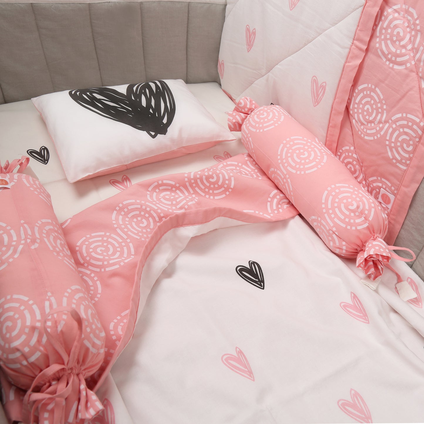 Little Hearts - Organic Cot Bedding Sets - Oranges and Lemons