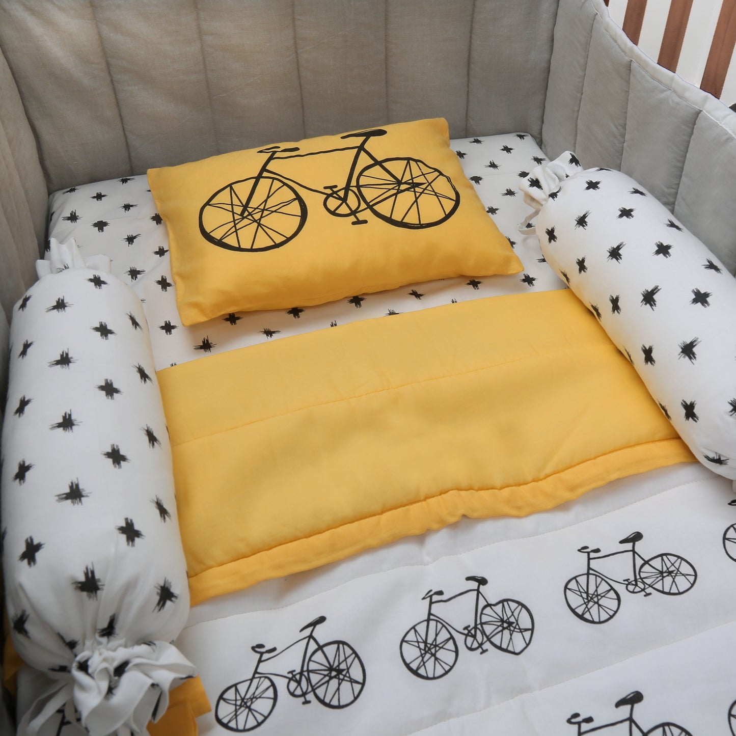 Ting-a-Ling... Let's go Cycling - Organic Cot Bedding Set - Oranges and Lemons