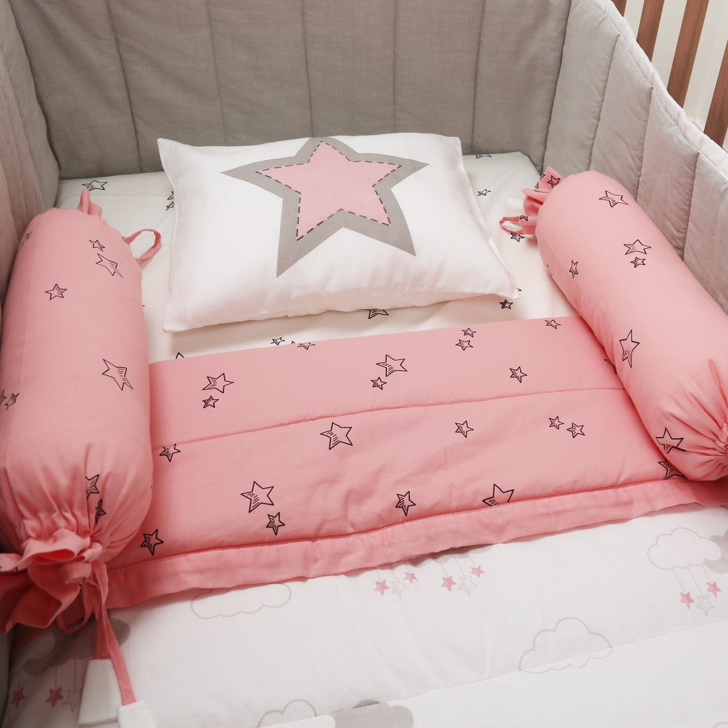 Starry Night - Organic Cot Bedding Set - Oranges and Lemons