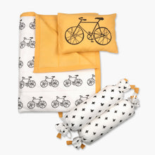 Load image into Gallery viewer, Ting-a-Ling...Let&#39;s go Cycling - 3 Piece Cot Bedding Set - Oranges and Lemons
