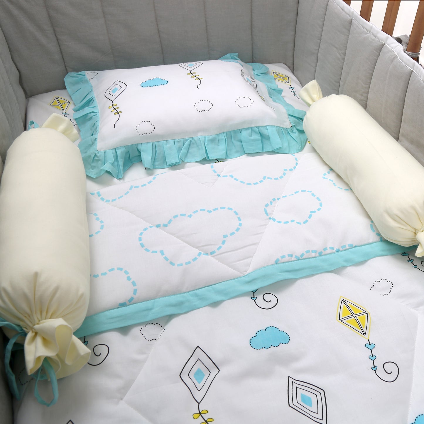 Fly Away High - Organic Cot Bedding Set - Oranges and Lemons
