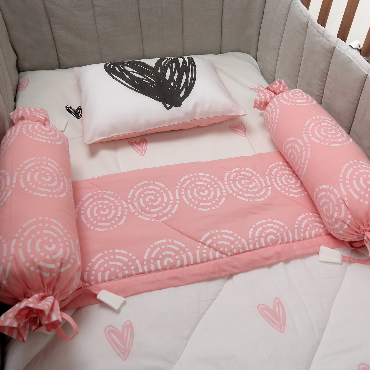 Little Hearts - Organic Cot Bedding Sets - Oranges and Lemons